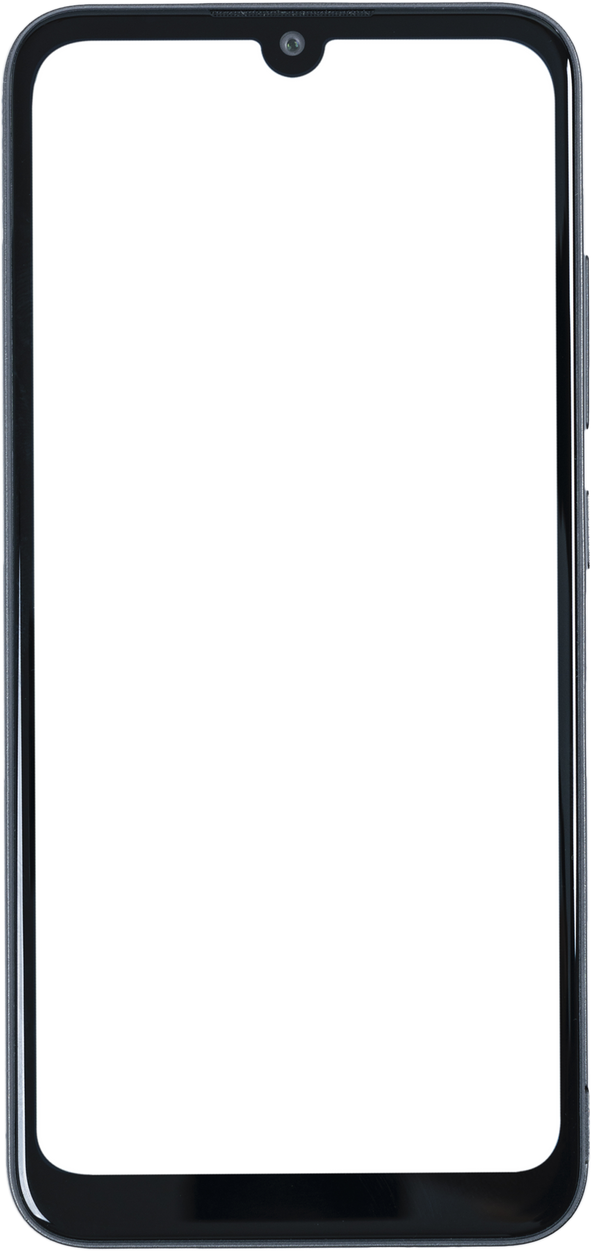New modern black frameless smartphone mockup with blank white screen  Isolated on a white background. High details image. PNG file with transparent background.