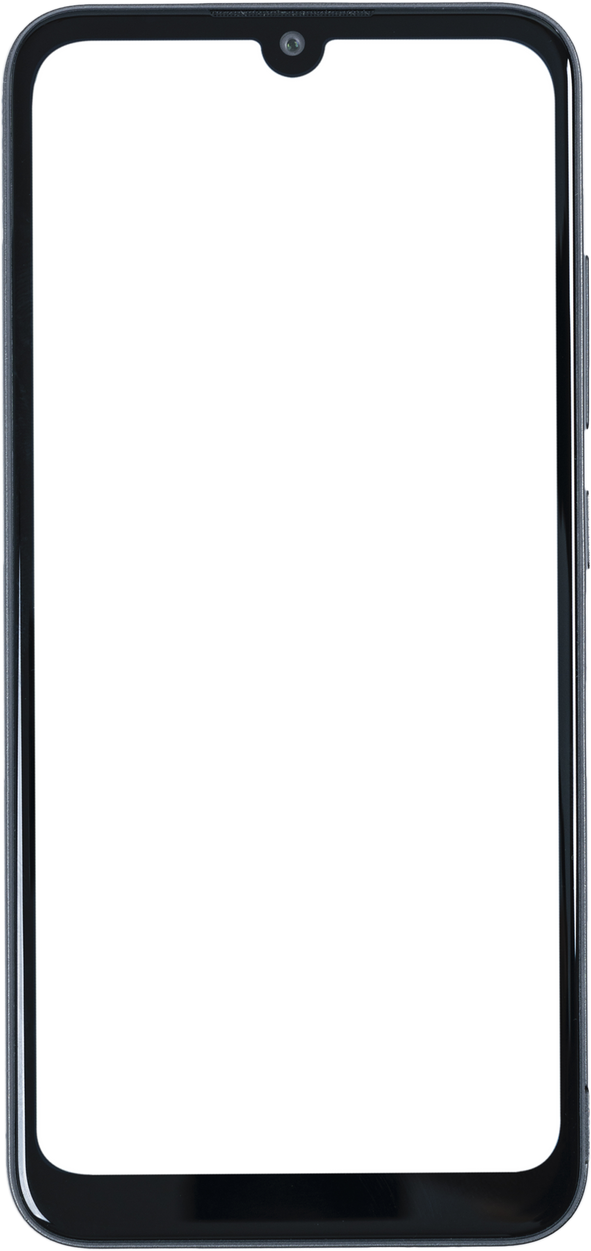 New modern black frameless smartphone mockup with blank white screen  Isolated on a white background. High details image. PNG file with transparent background.